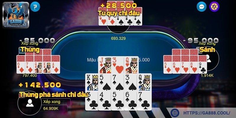 Trong Mậu Binh, các dạng bài được sắp xếp theo giá trị từ cao xuống thấp